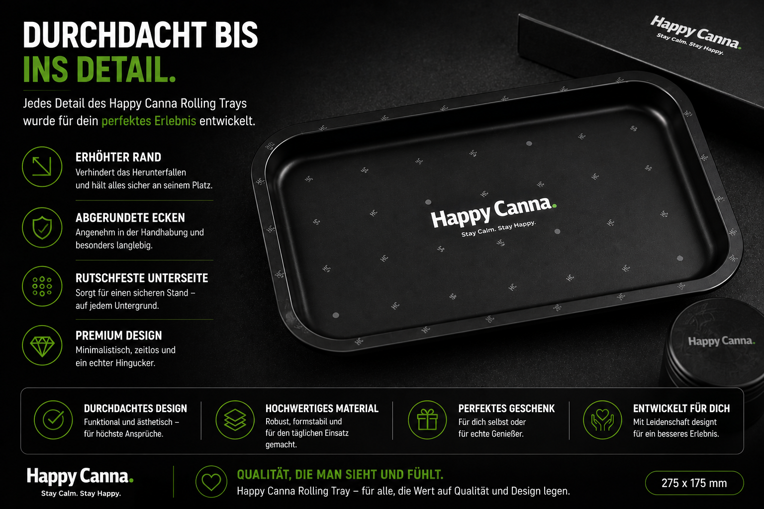 HC Signature Tray – Premium Metall Tray mit HC Pattern Design